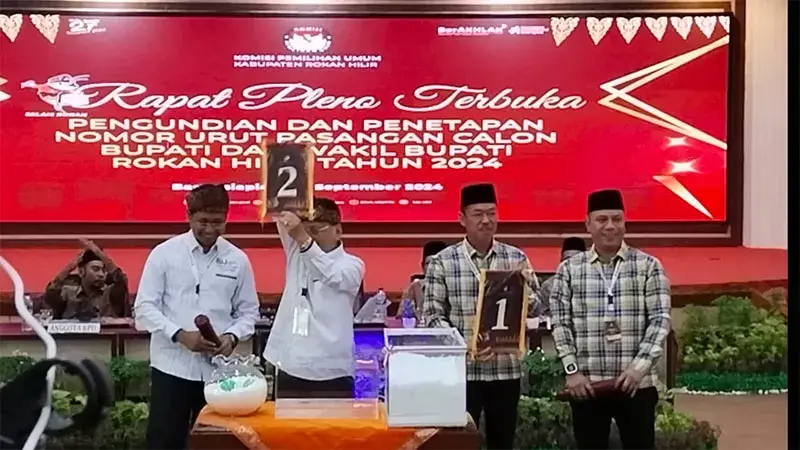 Pengundian Nomor Urut Kedua Paslon Bupati dan Wakil Bupati Kabupaten Rokan Hilir